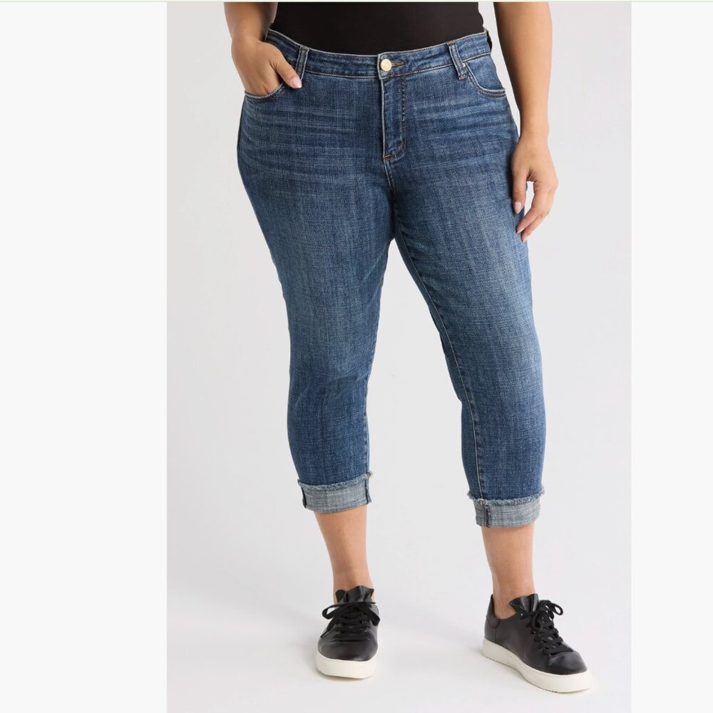 NWT KUT from the Kloth Amy Cuffed Crop Straight Leg Jeans (Plus) 22W, AESTHETIC